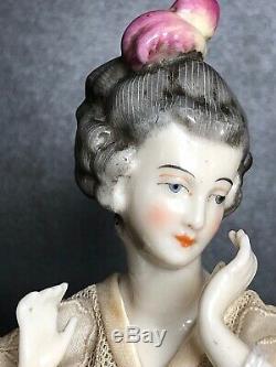 8 Antique German Porcelain Half 1/2 Doll Gray Hair Kister Cushion Beautiful #S