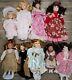 9 Porcelain Girl Dolls 12 To 18 Mixed Style Collection Vintage Lot 1980's 90's