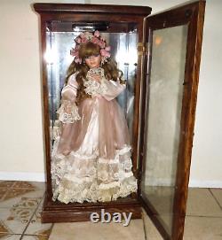 90's, Vintage, Large, 30, Rustie doll, withLighted, wood, glass case, collector' piece