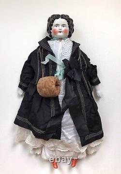 A Large Antique vintage collectible Porcelain Dressed & Decorated Doll