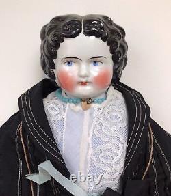 A Large Antique vintage collectible Porcelain Dressed & Decorated Doll