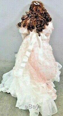 A21 33 RUSTIE LTD Vintage Victorian Porcelain Redhead Doll White Pink Dress GWP