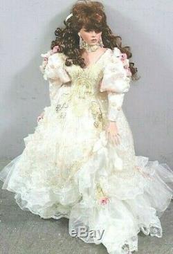 A21 33 RUSTIE LTD Vintage Victorian Porcelain Redhead Doll White Pink Dress GWP