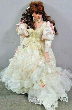 A21 33 RUSTIE LTD Vintage Victorian Porcelain Redhead Doll White Pink Dress GWP