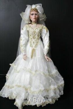 A21 42 Tall Rustie Porcelain Artist Lady Bride Doll Wedding Gown Welden Museum