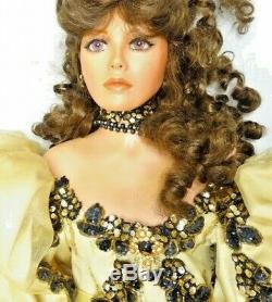 A21 Vintage 36 Rustie Artist Porcelain Doll Victorian Lady Gold & Black Dress +