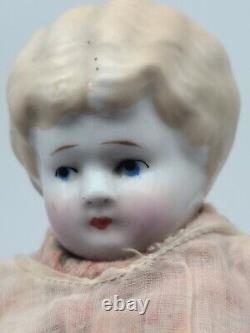ANTIQUE 12 TALL BISQUE HEAD DOLL BLONDE With VINTAGE CLOTHES RARE