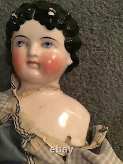 ANTIQUE #9 CHINA SHOULDER HEAD DOLLY MADISON DOLL bow headband 22 approx