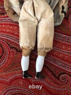 ANTIQUE ALL ORIGINAL FLAT TOP CHINA DOLL 1800s