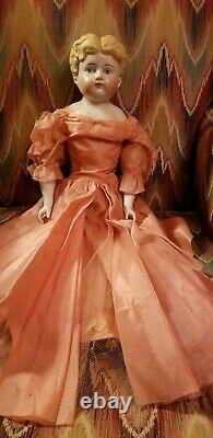 ANTIQUE BLONDE EXPOSED EARS KLING CHINA HEAD DOLL antique body peddler doll