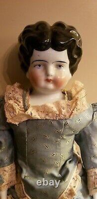 ANTIQUE GERMAN CHINA HEAD DOLL APPROX. 19 gorgeous dress