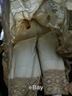 ANTIQUE Porcelain Head DOLL 24 China 1860s Original Dress Sailor Aesthetic