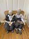 Adorable Vintage William Wallace Jr Grandma & Grandpa Porcelain Dolls With Bench