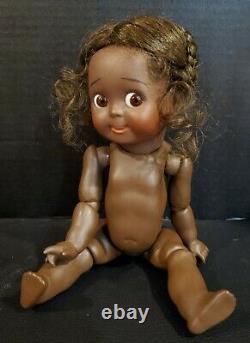 African American Antique Reproduction Ball Jointed Bisque Porcelain Googly Doll