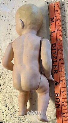 Antique 12 German Huge Fully Jointed All Bisque Doll, Incredible