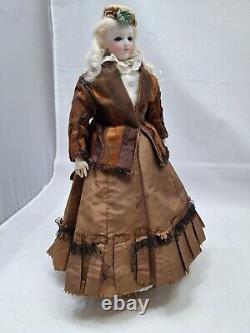 Antique 15 French Fashion Bisque Size 1 withCloth Body Leather Arms c1860s-1870s