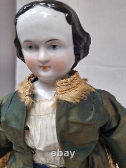 Antique 17.5 Flat Top China Head Doll withHairline Germany c1850-1860