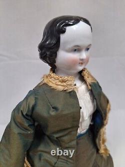 Antique 17.5 Flat Top China Head Doll withHairline Germany c1850-1860