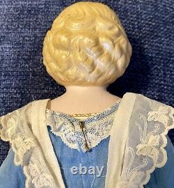 Antique 18 C1870 Blond Glass Eyed Parian Head Doll With Outfit On Orig Body