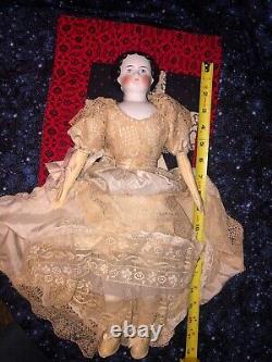 Antique 18 China Shoulder Head Doll #5 with Porcelain Head cloth body arms legs