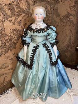 Antique 18 Parian Dresden Lady Doll molded blouse by C F KLING & Co. Circa 1860