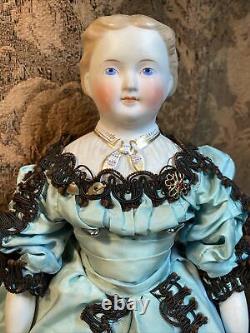 Antique 18 Parian Dresden Lady Doll molded blouse by C F KLING & Co. Circa 1860