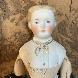 Antique 18 Parian Dresden Lady Doll molded blouse by C F KLING & Co. Circa 1860