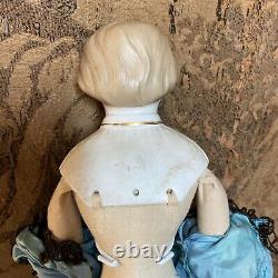 Antique 18 Parian Dresden Lady Doll molded blouse by C F KLING & Co. Circa 1860