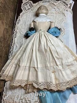 Antique 18 Parian Dresden Lady Doll molded blouse by C F KLING & Co. Circa 1860