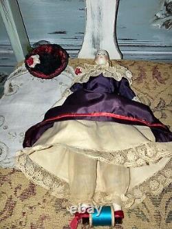 Antique 1840 Parian Bisque Doll Lydia French Fashion Silk Faille Passementerie