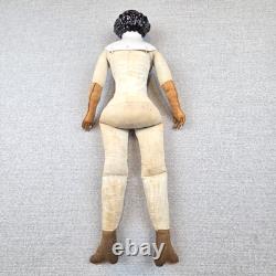 Antique 1850-1880 23 German China Doll Leather Hands Covered Wagon Unmarked