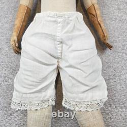 Antique 1850-1880 23 German China Doll Leather Hands Covered Wagon Unmarked