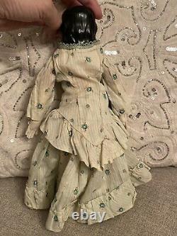 Antique 1875 12 Rare Unusual Hairstyle Cabinet Size China Doll W Antique Dress