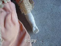 Antique 1890s Germany China Head and Shoulders Bisque Cloth Girl Doll 9 Tall