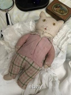 Antique 1910s 1920s Tommy Kat Cat Rag Doll Plushie Toy 12 Ross & Ross Toy Co