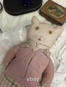 Antique 1910s 1920s Tommy Kat Cat Rag Doll Plushie Toy 12 Ross & Ross Toy Co
