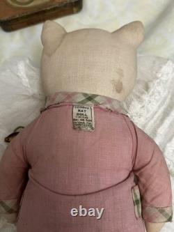 Antique 1910s 1920s Tommy Kat Cat Rag Doll Plushie Toy 12 Ross & Ross Toy Co
