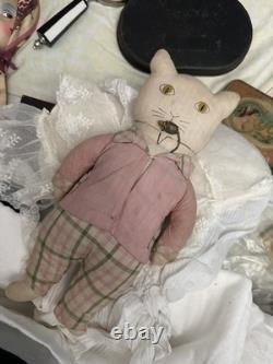 Antique 1910s 1920s Tommy Kat Cat Rag Doll Plushie Toy 12 Ross & Ross Toy Co