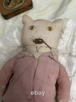 Antique 1910s 1920s Tommy Kat Cat Rag Doll Plushie Toy 12 Ross & Ross Toy Co