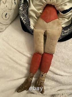 Antique 20.5 Civil War Era German High Brow China Doll Dotter Red Corset Body