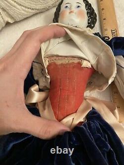 Antique 20.5 Civil War Era German High Brow China Doll Dotter Red Corset Body