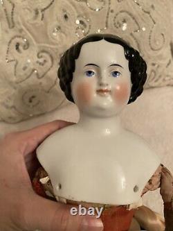 Antique 20.5 Civil War Era German High Brow China Doll Dotter Red Corset Body