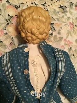 Antique 25 Blonde Parian Lady Doll Antique Body & Antique Dress Lovely Lady
