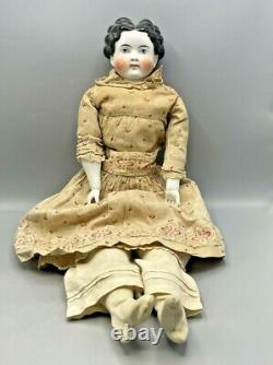 Antique 25 German China Shoulder Head Doll with Porcelain Head, Arms and Legs