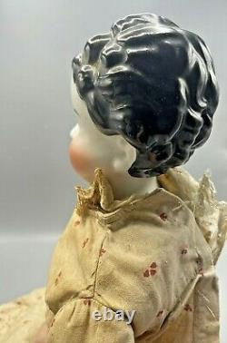 Antique 25 German China Shoulder Head Doll with Porcelain Head, Arms and Legs