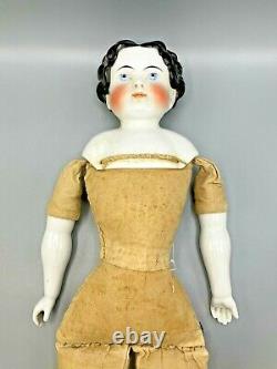 Antique 25 German China Shoulder Head Doll with Porcelain Head, Arms and Legs