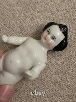 Antique 4.25 Frozen Charlie China Doll Orange Boots Civil War Era c. 1860s