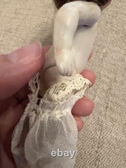 Antique 5 All Bisque Mignonette Doll Fancy Molded Shoes Original Chemise