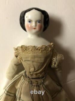 Antique 6 1/2 Civil War Era China Head Original Clothes High Brow Great Shape