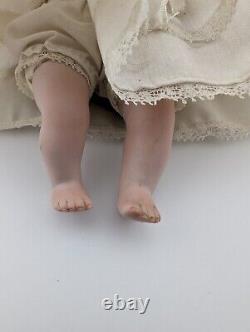 Antique 7 Composition Porcelain Crying Baby Doll Dressed In Handmade Clothes